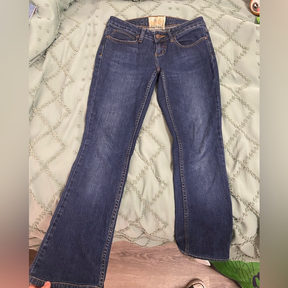 Vintage Dark Wash Low Rise Flared Jeans